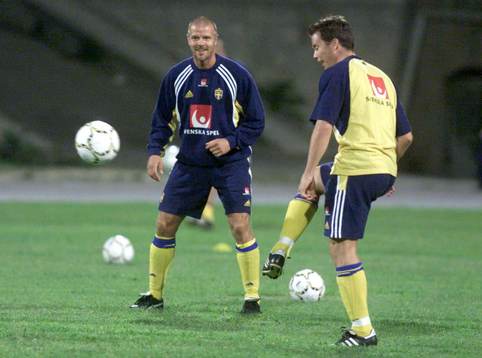 Roland Nilsson och Daniel andersson på träningen