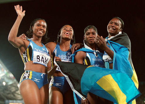 OS, Friidrott, 4 x 100 meter. Bahamas segrare i stafetten,