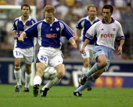 Fotboll, Anderlecht - Halmstad. Michael Svensson, Halmstad