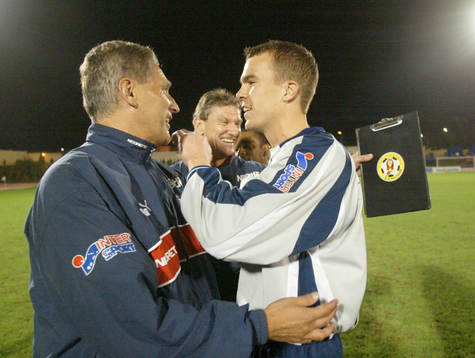 Sören Cratz, tränare, Mats Svensson och Fredrik Larsson,