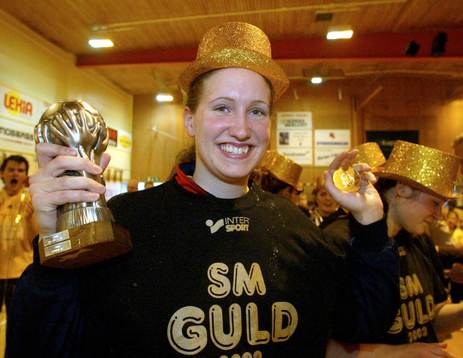 Eslöv. Handboll. SM. Dam. Veronika Larsson jublar över