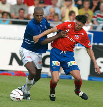 Pascal Simpson i sin första match i Halmstad-dressen