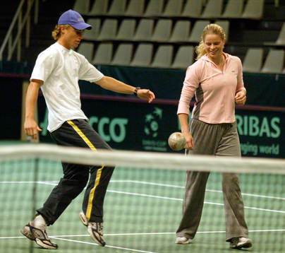 Tennis. Davis Cup. Lleyton Hewitt och Kim Clijsters spelar