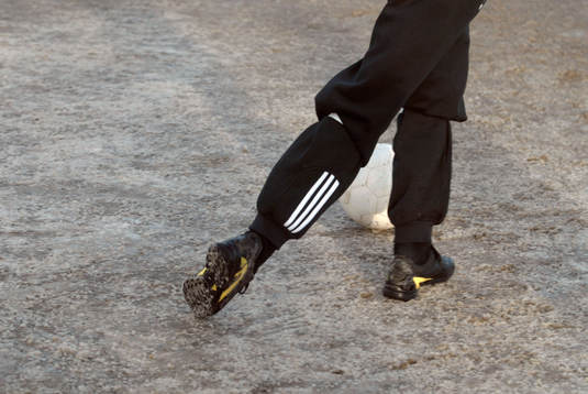 Fotboll, ben, fötter, boll