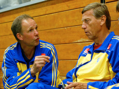 Ingemar Linnell och Bengt Johansson, förbundskapten Sverige
