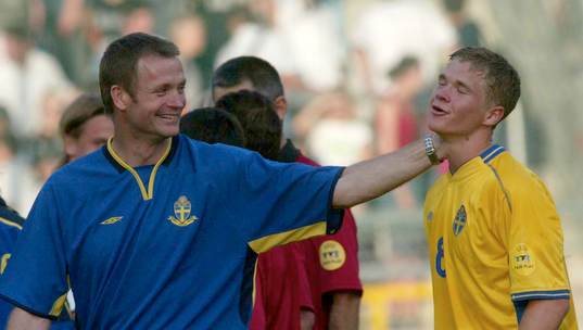 Torbjörn Nilsson, förbundskapten och Samuel Holmén,