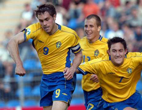 Johan Elmander, Tobias Hysén och Stefan Ishizaki, Sverige,