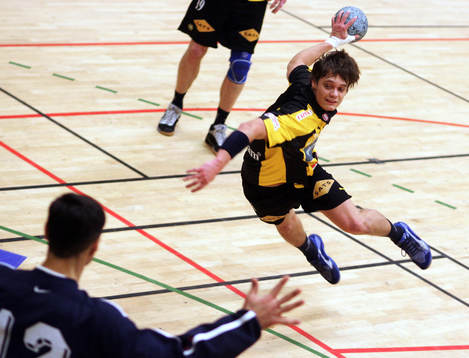 Handboll. Elitserien. H43 - Hammarby. Elliot Axelsson gör