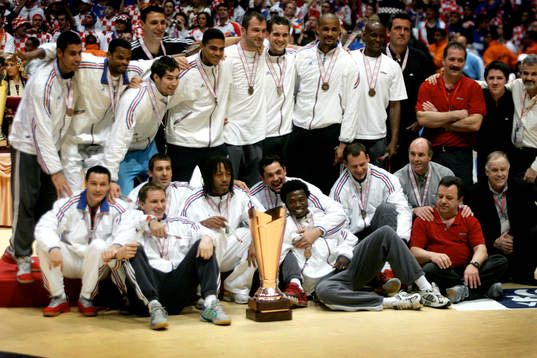 Handboll, VM.  Frankrike tog brons.  Lagbild