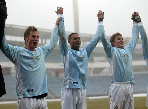 Markus Rosenberg, Afonso och Peter Abelsson, Malmö (Jubel)