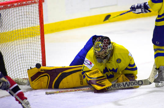 Pucken på väg förbi Cecilia Anderson, målvakt, Sverige