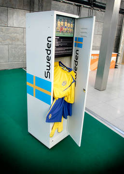 Matchkläder Sverige, klädskåp, Mässhallen i Leipzig