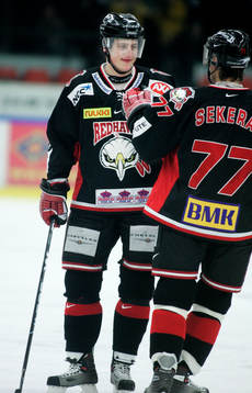 Johan Björk och Lubomir Sekeras, Malmö, jubel