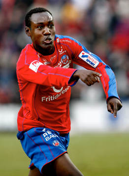 Olivier Karekezi, Helsingborg, gjorde 1-0 till HIF. Jubel