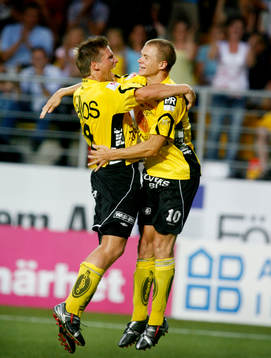 Samuel Holmén och Anders Svensson, Elfsborg, jubel, glädje