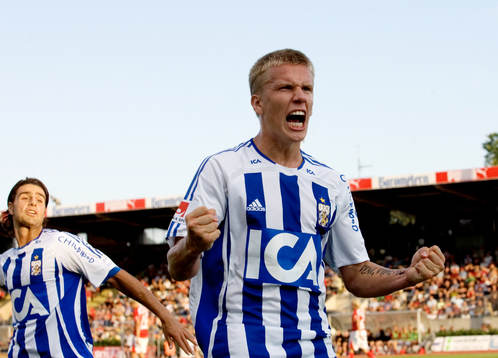 0-1 Pontus Wernbloom, som skriker ut sin glädje