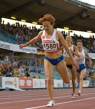 Inga Abitova, Ryssland, som vann spurten på 10.000 m