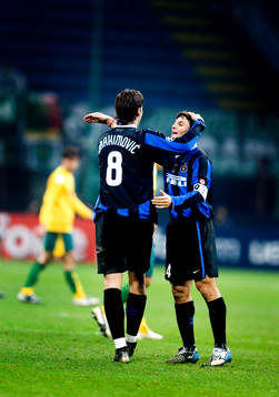 Zlatan Ibrahimovic, och Javier Zanetti, Inter jubel