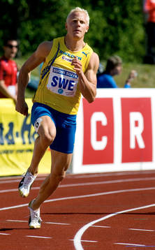 Johan Wissman, Sverige. Vinner 400 meter