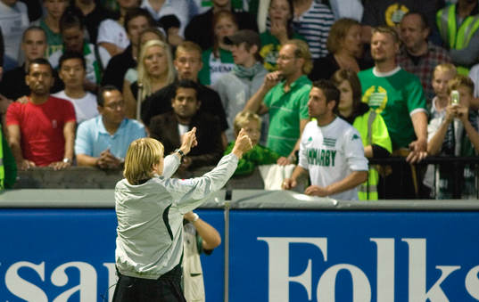 Tony Gustavsson, Tränare Hammarby, vädjar till publiken