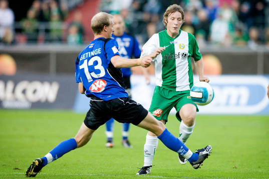 Andreas Johansson, Halmstad, och Haris Laitinen, Hammarby