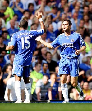 Frank Lampard, Chelsea och Florent Malouda, jubel