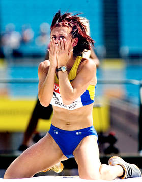 Lyudmila Blonska, Ukraina, silver i sjukamp. Jubel