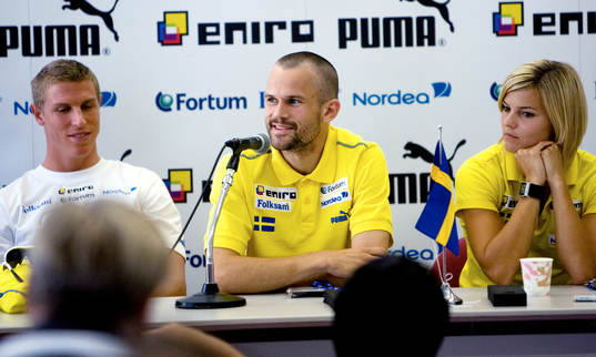 Stefan Holm och Susanna Kallur, presskonferans