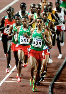 Herrarnas final på 10 000 m. Kenenisa Bekele, Etiopien
