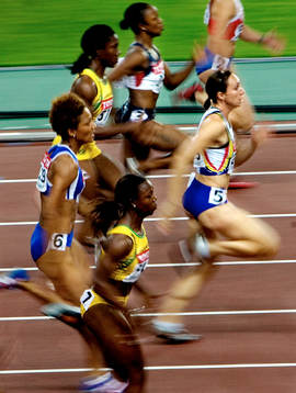 Veronica Cambell, Jamaica och Kim Gevaert, Belgien