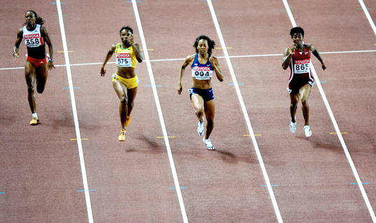 Sanya Richards, USA. 200 meter. Vinner här sin semifinal.