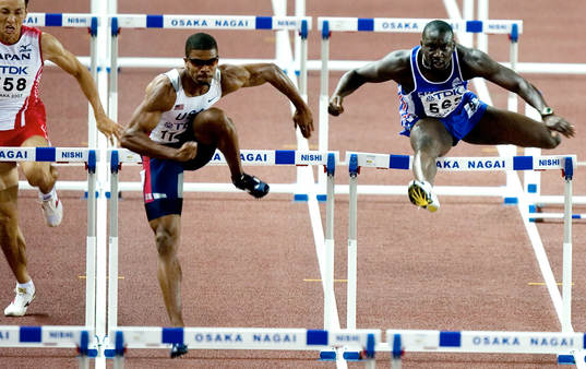 Terrence Trammell, USA och Ladji Doucouré, Frankrike. 110