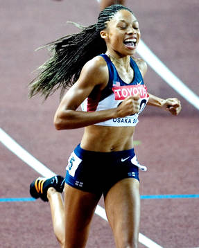 Allyson Felix, USA. vinner 200 meter, 4x100 meter och 4x400