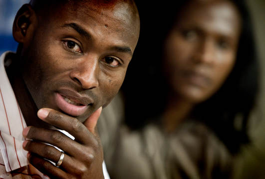 Bernard Lagat och Maria Mutola på podiet