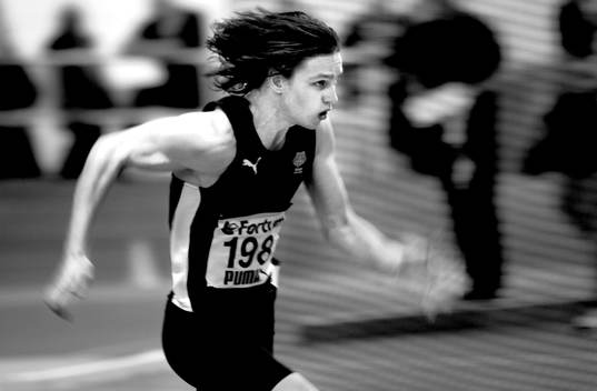 Per Strandquist, MAI vinner 60 meter, före Daniel Persson