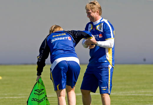 Thomas Dennerby, förbundskapten och Lilie Persson, ass