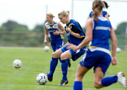 Fotboll, dam, Algarve Cup, träning, Sverige