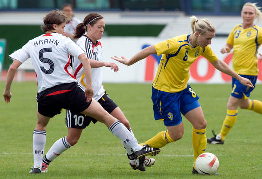 Annike Krahn, Renate Lingor, Tyskland, och Maria Aronsson,