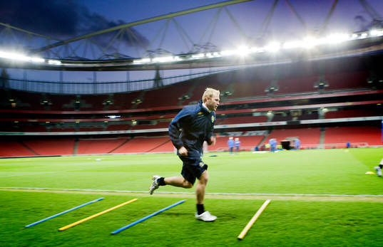 Träning på The Emirates Stadium i London
