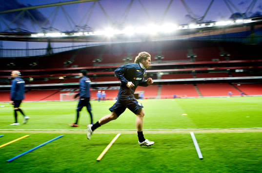 Träning på The Emirates Stadium i London
