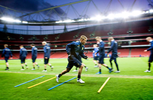 Träning på The Emirates Stadium i London