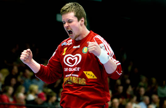 Hreidar Gudmundsson, målvakt Sävehof, jubel