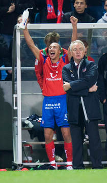 Fotboll, allsvenskan, Helsingborg, Henrik Larsson, jubel,