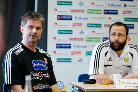 Magnus Frisk, tränare, Skövde. Th, Björn Blomqvist,