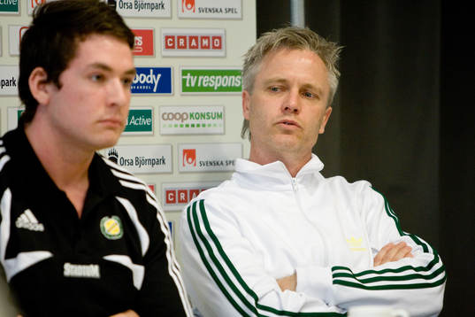 Jonathan Stenbäcken och Rustan Lundbäck (tränare),