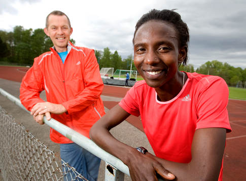Isabellah Andersson med maken och tränaren Lars i