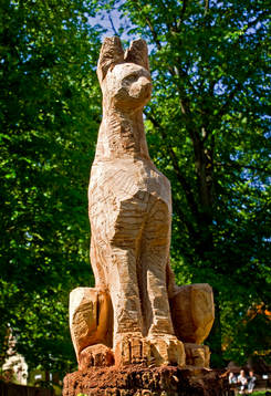 Skulptur, katt, lodjur, djur, träskulptur, konst
