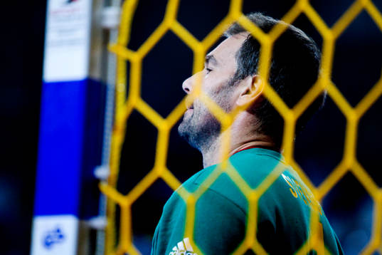 Tomas Svensson, målvakt, Sverige, i sin sista match i