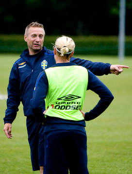 Thomas Dennerby, tränare, och Karolina Westberg