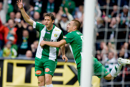 Paulinho Guara, och Petter Andersson, Hammarby, jubel